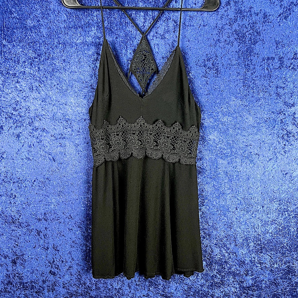 Dance and Marvel, black, medium top with lace accents, sleeveless